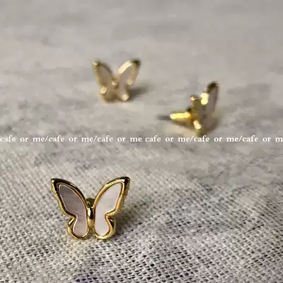 S925 sterling silver needle temperament simple shell butterfly earring nail nail hypoallergenic female Net Red student personality female