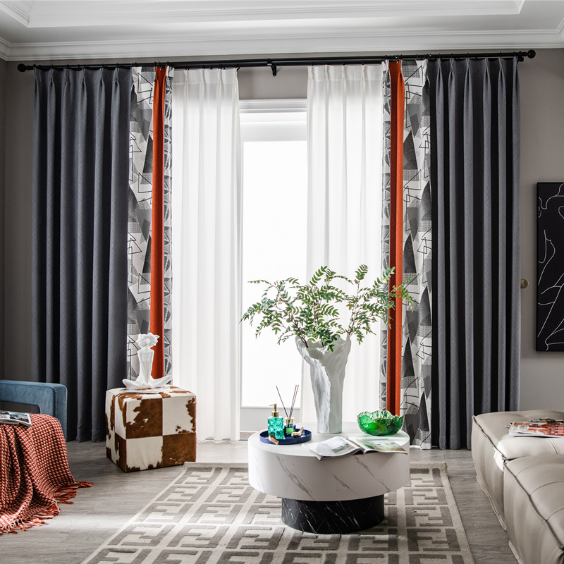 Customised Nordic Wind Light Lavish Cashmere Seamless Splicing Curtains Thickened Bedroom Living Room Chenille Shade Fabric Modern