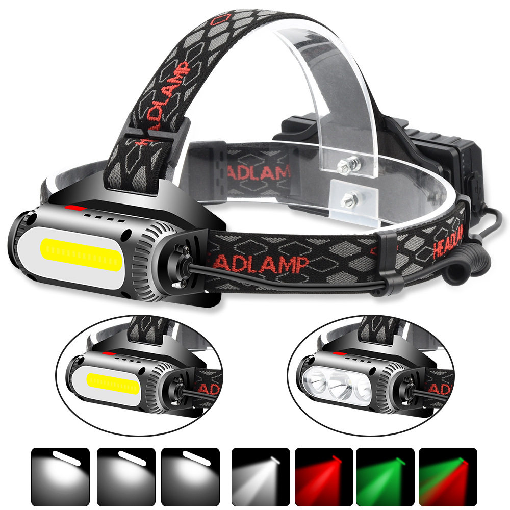 Rampage Donkey Strong Light Outdoor Mountaineering Hiking Headlight Three Light Source Head-mounted USB Rechargeable Multifunctional Headlight