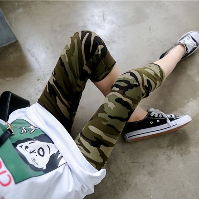 ບາງ summer plus size ຂອງແມ່ຍິງນອກໃສ່ leggings camouflage cropped pants elastic ຂາຂະຫນາດນ້ອຍ slim ສັ້ນກາງເກງຄົນອັບເດດ: ແມ່ຍິງ
