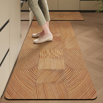 Imitation wood grain kitchen floor mats, carpet mats, special floor mats, wipeable, washable, water-absorbent kitchen non-slip and anti-oil floor mats for home use