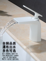 Bathroom all copper white waterfall basin faucet Household hot and cold wash basin faucet