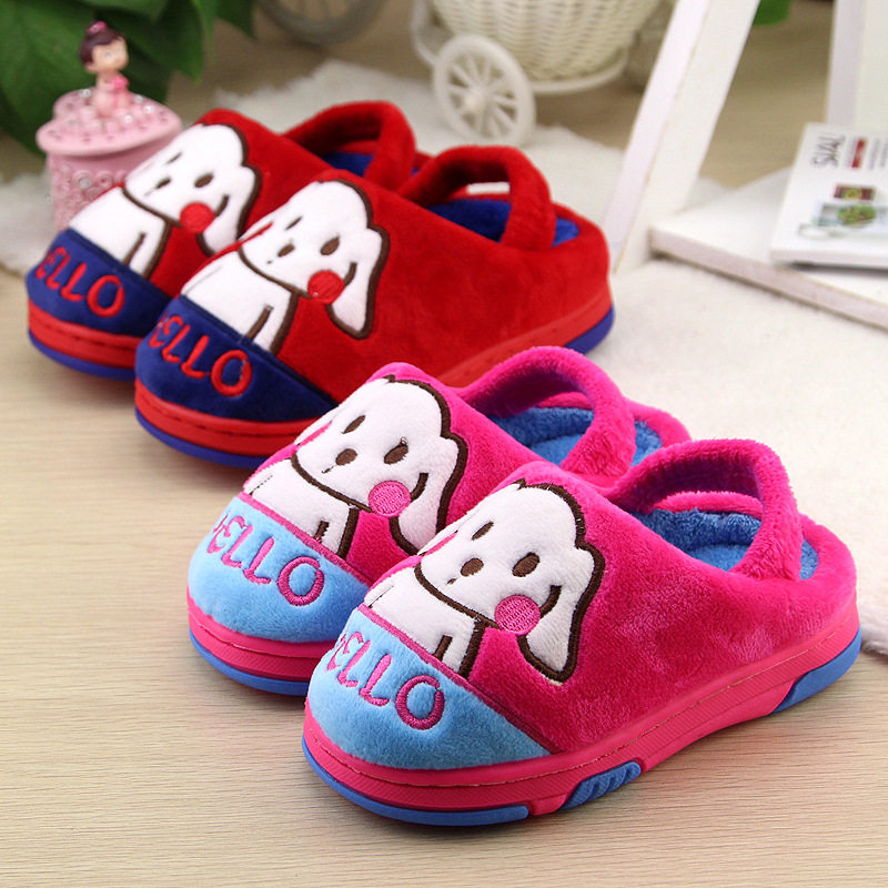 Pantoufles enfants en suède pour hiver - semelle caoutchouc - Ref 1016856 Image 7