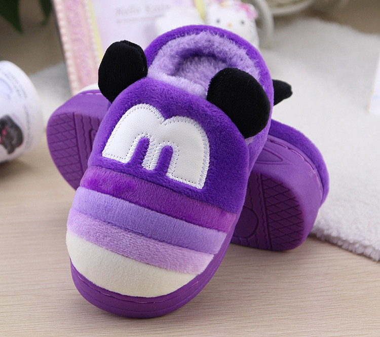 Pantoufles enfants en suède pour hiver - semelle caoutchouc - Ref 1005581 Image 16