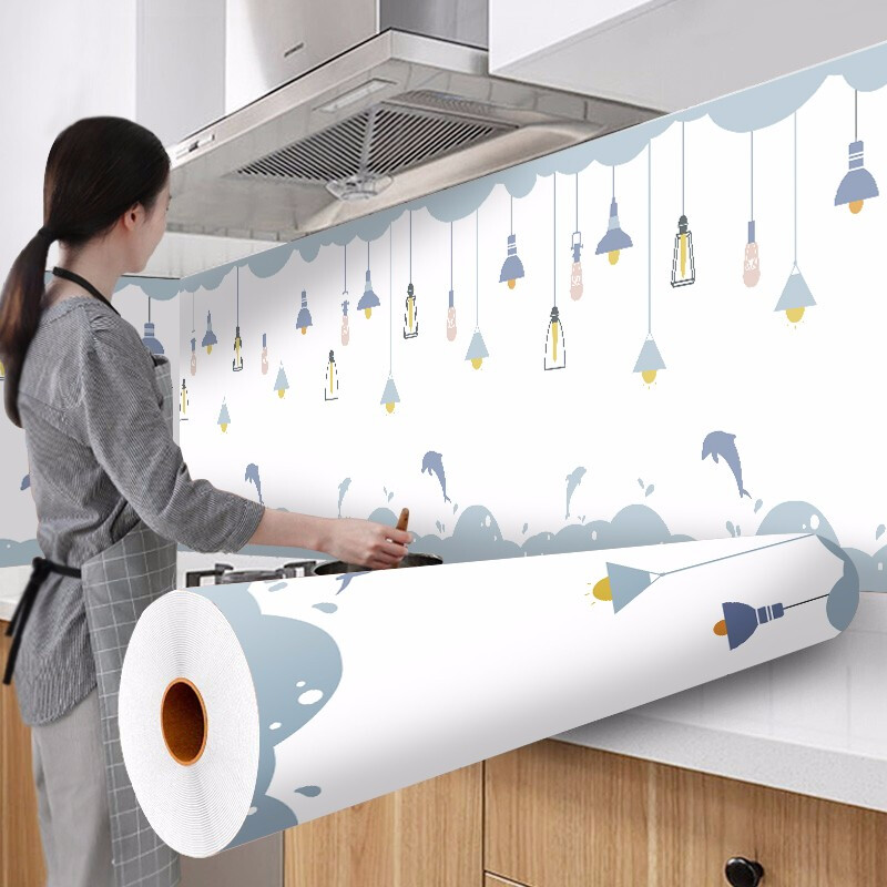 (5 meters) kitchen oil-proof sticker waterproof self-adhesive high temperature resistant household stove hood wallpaper decorative painting
