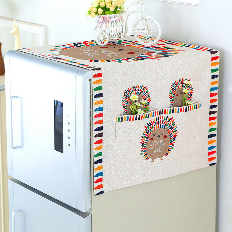 Home Double Door Fridge Cover Cloth Dust Cover Subdrum Washing Machine Lid Towel Cord Fabric Art Lace Single Double Door