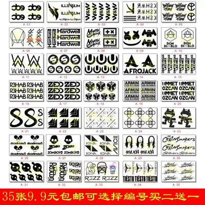 The World's Top 100 DJ electric tattoo stickers Martin smoker A God Allen Walker Avicii sticker label logo