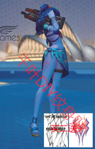 Overwatch tattoo sticker Black Lily Blue Coast skin anime COS comic show Tattoo patch