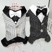 New spring and summer pet cat dog suit dress Teddy wedding four-legged dress with bow tie than bear fake two pieces