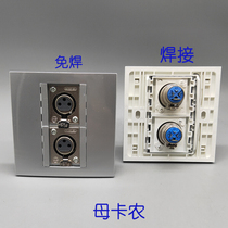 Silver 86-type female cannon socket panel large four-core speaker welding microphone KTV microphone welding-free plug
