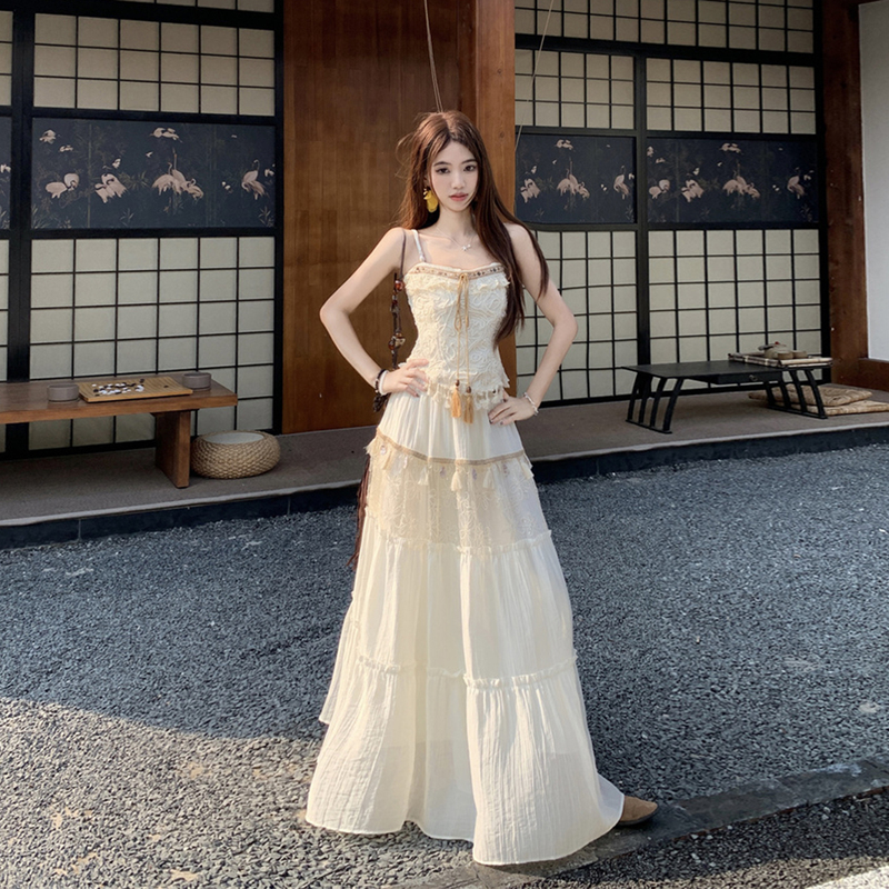 Xinjiang Sichuan Western Bohemian Ethnic Skirt with Tassels for Travel and Vacation 2026 Super Beautiful Summer Outfit Set