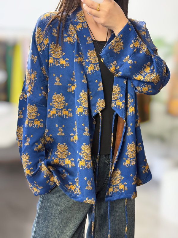 【Shishi Taoist Robe Collection】Xiangyun Silk, Full-Grade Mulberry Silk, Elegant and Versatile, Three Sheep Open to Prosperity Long-Sleeved Taoist Robe