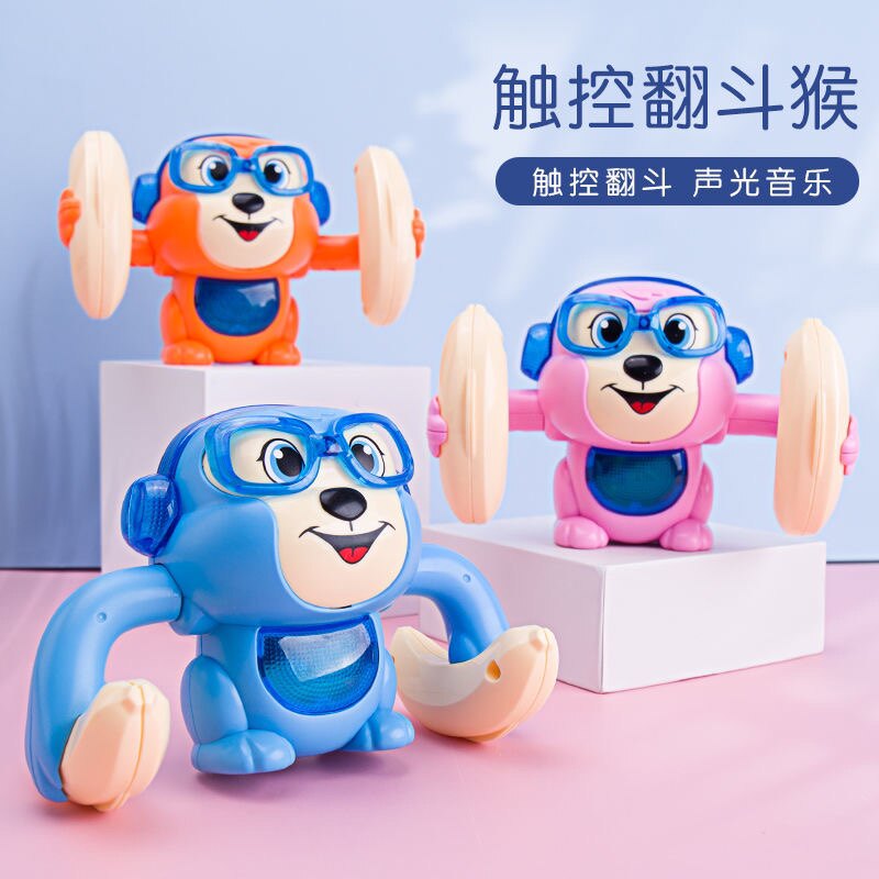 Baby electric voice-activated tumbling monkey toy early education light music with fighting monkey puzzle baby fox accordion