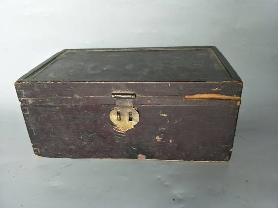 Qing Dynasty wooden book box--folk custom items study decoration-antiques rural old objects rural second-hand goods