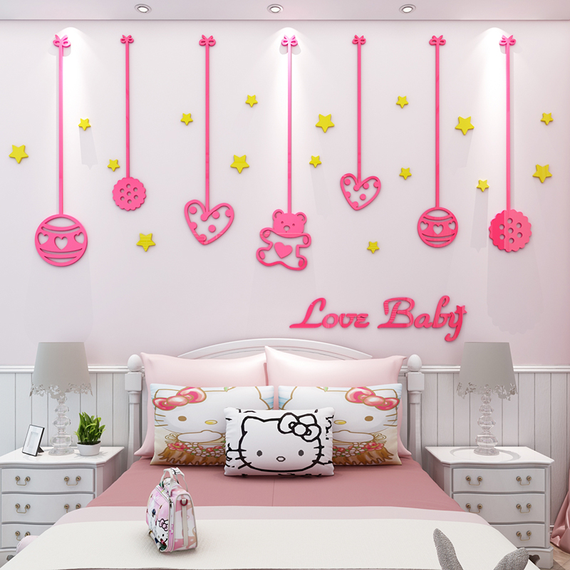 Cute baby bedroom bedside wall decoration girl room princess room decorations children's room cartoon wall stickers