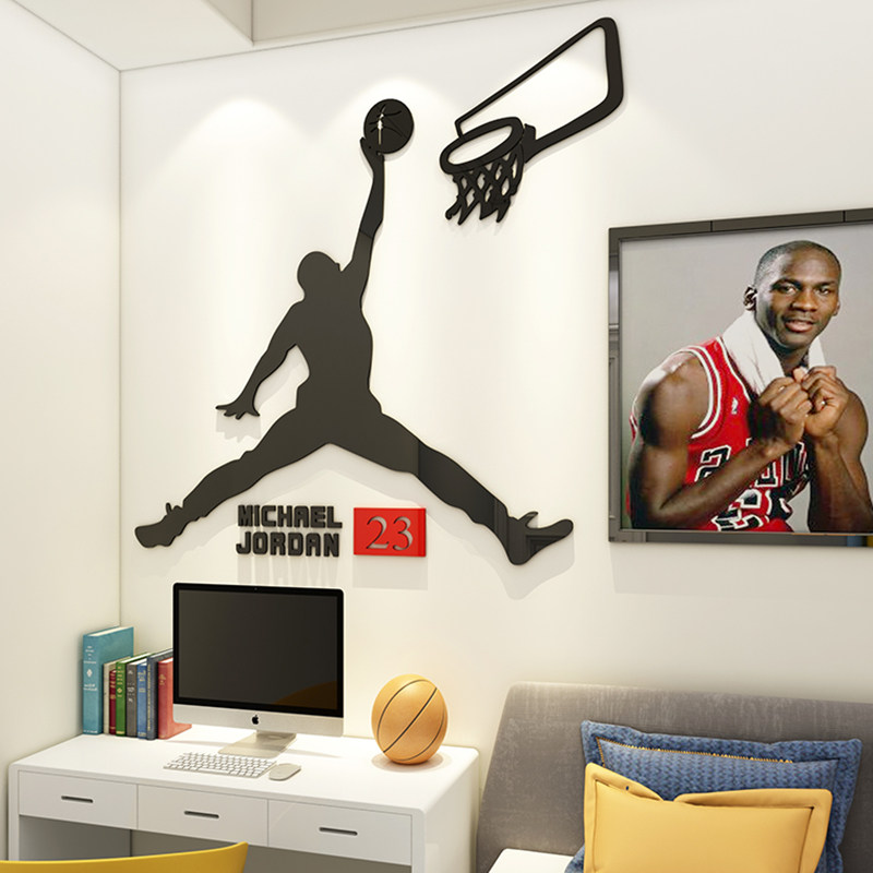 Jordan wall stickers basketball star nba stickers wall decoration boys dormitory wallpaper wallpaper bedroom AJ creative stickers