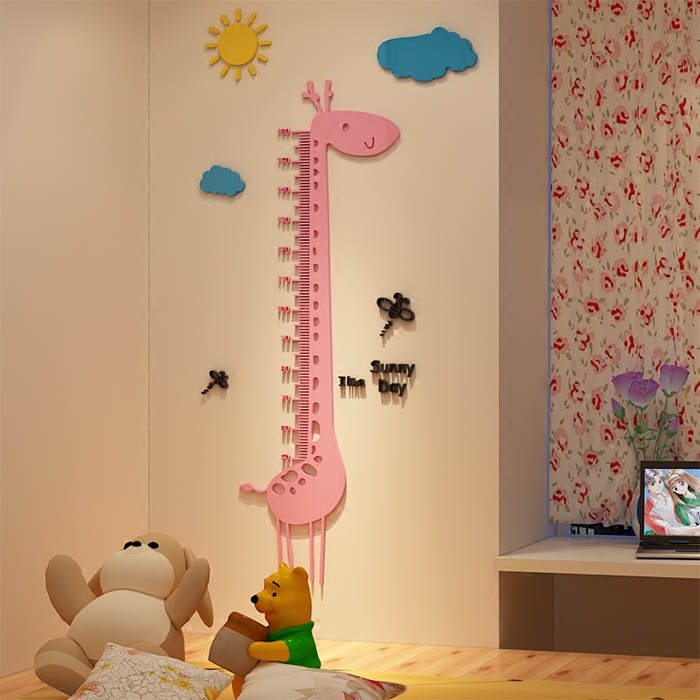 Giraffe Child Height Wall Sticker 3d Solid height ruler Children's room Cartoon Height Affixed Kindergarten Wall Decoration