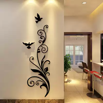 3D acrylic crystal three-dimensional wall stickers creative happy bird living room bedroom entrance wall stickers