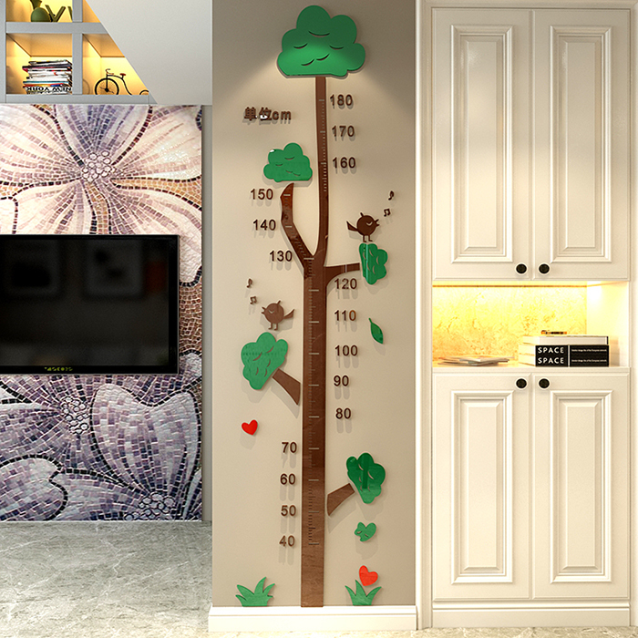 Large Tree Height Sticker 3d Solid Wall Sticker Self-Glued Baby Children Amount Height Ruler Wall Sticker Kindergarten Cartoon Decoration