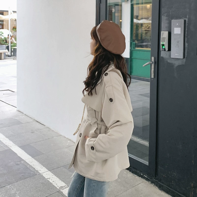 Короткое осеннее trench coat, куртка, для подростков, 2025 года, корейский стиль, британский стиль