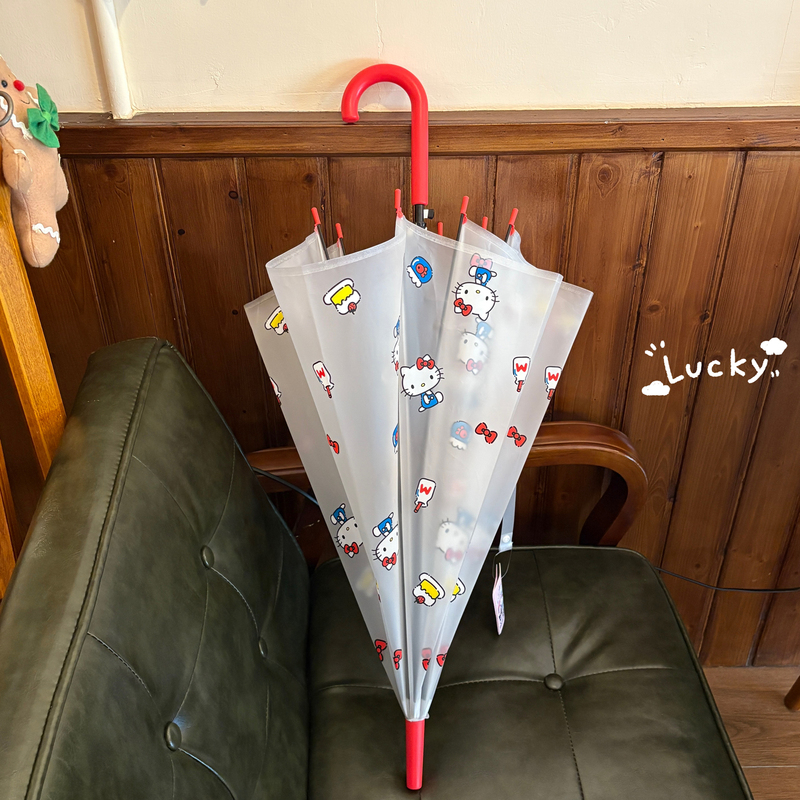 Hellokitty Transparent Long-Handle Umbrella Ins Fully Automatic Cute Portable for Women, Children, and Students Thickened Hello Kitty