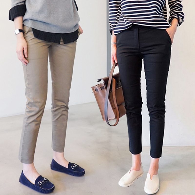 Women's Dress Pants, Professional Casual Pants, Ol Spring and Autumn New Style Black Pencil Pants, Slim-Fit Cropped Pants