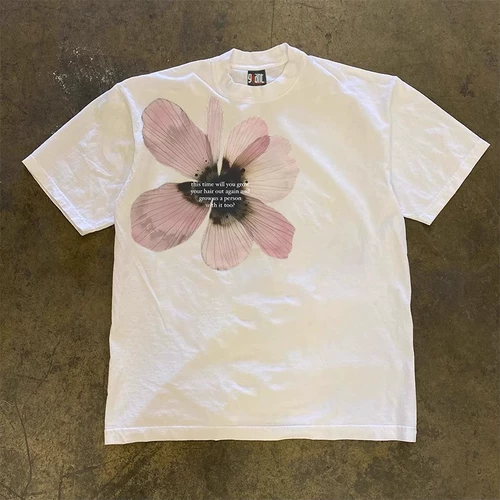 Хлопковая футболка с коротким рукавом, в американском стиле, свободный крой