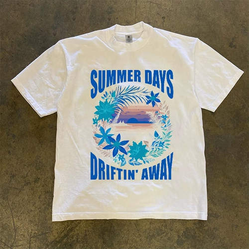 Летняя хлопковая футболка с коротким рукавом для отдыха, оверсайз