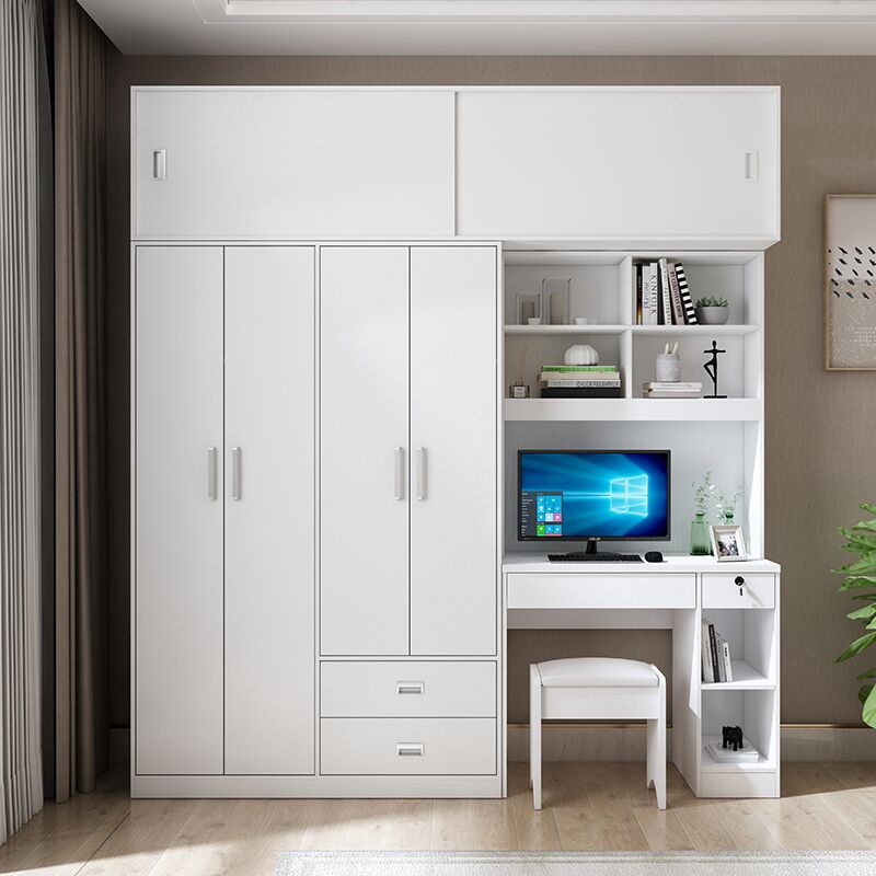 One-piece desk cabinet bookcase wardrobe with desk combination small apartment type children's room bedroom computer desk plus wardrobe