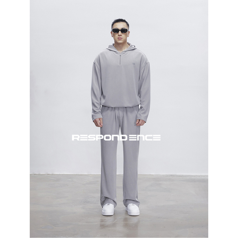 Respondence Cool Drape Commuting Casual Sports Fitness Set Straight-Leg Sweatpants Zip-Up Pullover Sweatshirt