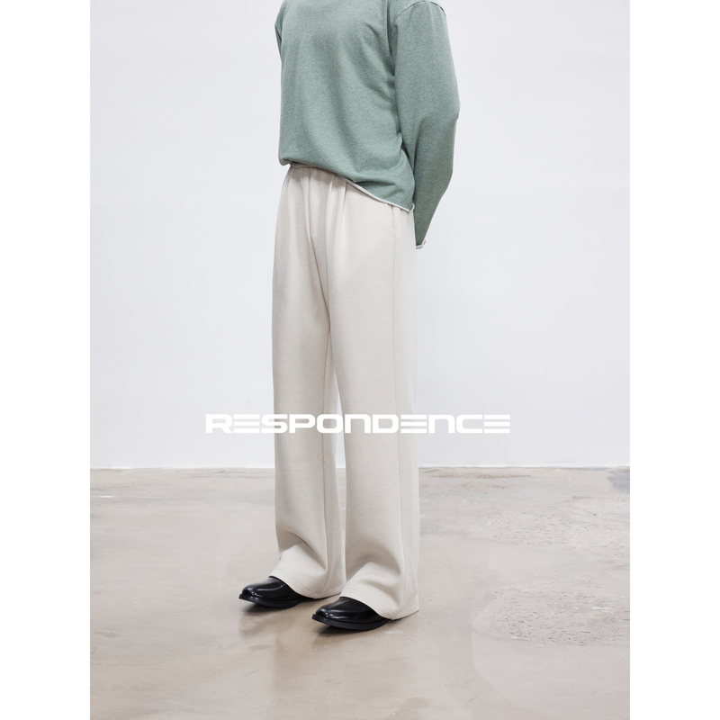Respondence Spring Wool Blend Air Layer Drape Casual Sweatpants Men's Loose Flared Straight Pants