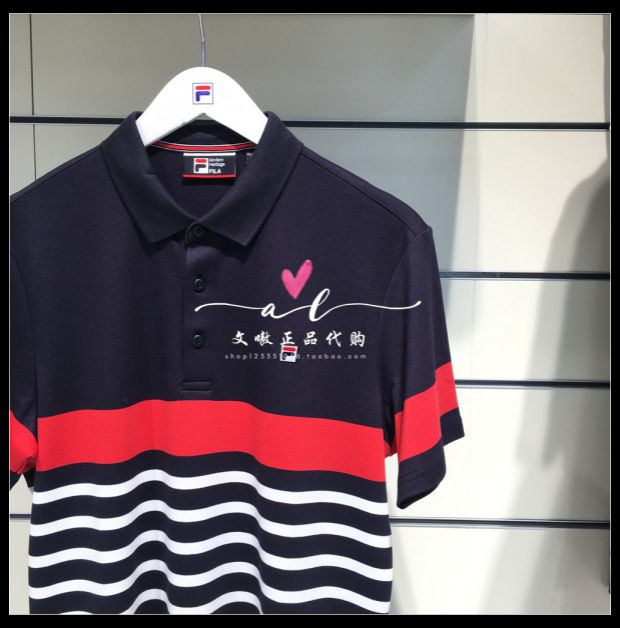 Bộ sưu tập Fila Fila mùa hè đích thực dành cho nam mới thường mặc áo polo ngắn tay đan F11M921118FNV - Áo polo thể thao ao polo