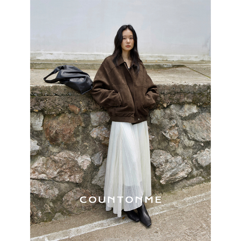 Countonme Retro Vintage Money/Industrial Texture 2026 Autumn and Winter Soft Matte Suede Lapel Jacket Countonme Retro Vintage Money/Industrial Texture 2026 Autumn and Winter Soft Matte Suede Lapel Jacket