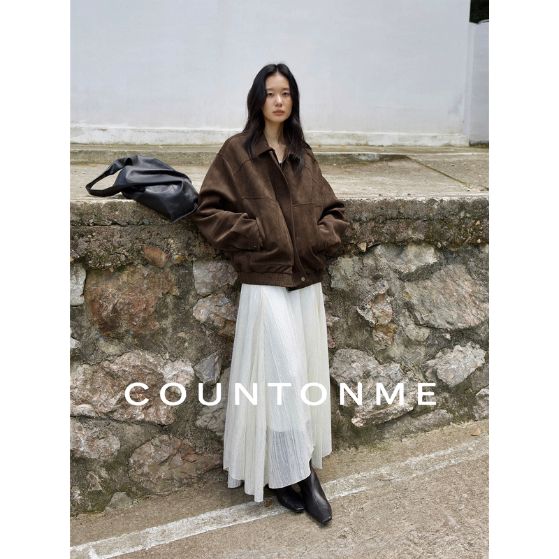Countonme Retro Vintage Money/Industrial Texture 2025 Autumn and Winter Soft Matte Suede Lapel Jacket Countonme Retro Vintage Money/Industrial Texture 2025 Autumn and Winter Soft Matte Suede Lapel Jacket
