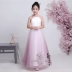 Trang phục trẻ em phong cách Trung Quốc Hanfu siêu cổ tích cô gái lớn công chúa cổ tích ăn mặc guzheng trang phục trình diễn - Trang phục