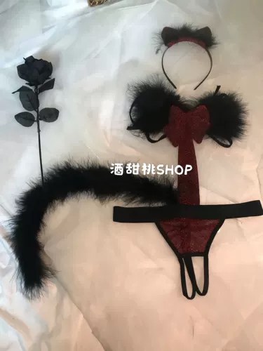 Секс -чувства Funwear Sao Три -точечная единая единая костюма соблазняет плюшевые лисы с хвостами