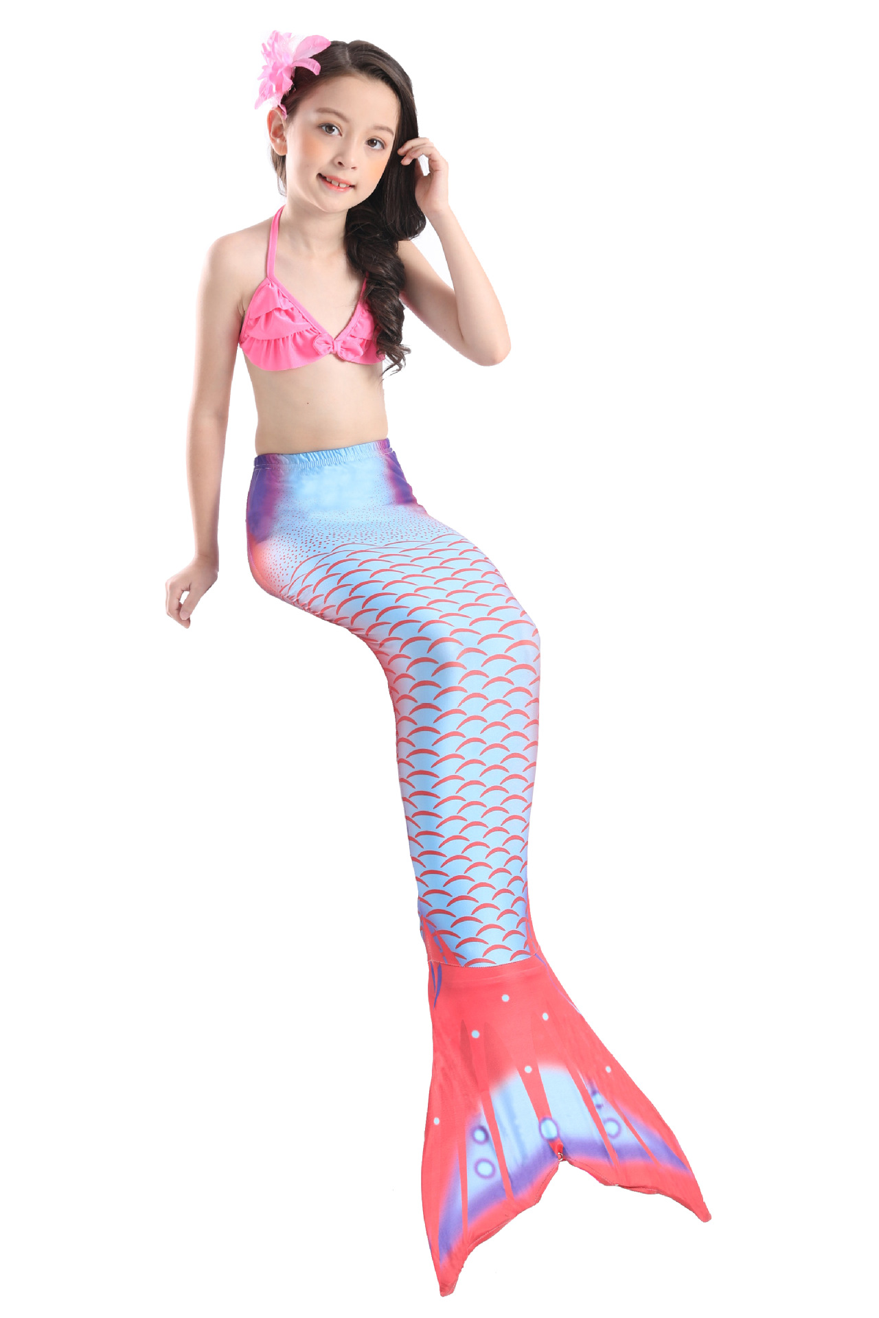 New Girl Nàng tiên cá Áo tắm Cô bé Đuôi cá Áo tắm Bộ bikini Nàng tiên cá Công chúa có thể cài đặt mắt cá chân áo tắm trẻ em nàng tiên cá
