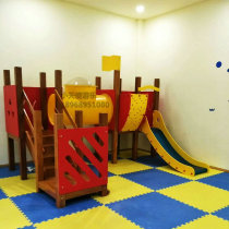 Childrens interior shopping mall combination stainless steel imported pp plastic wooden car 4s shop slide restaurant area slide