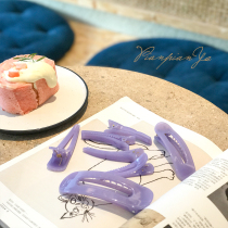 * Tablets acridate * Korean ins purple macaron broken hairclip makeup bath bangs edge clip creative plastic hairpin