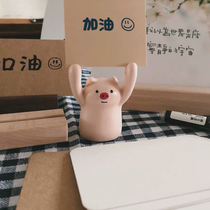 *Piece of acridine * Girl heart pig note photo card holder Desktop message clip Japanese small ornaments creative cute