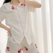 ins Han style earthly water honey peach days sweet girls hearty pyjamas home clothing cotton yarn sucking in sweat summer shorts
