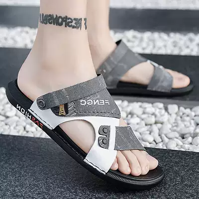 Leather sandals men's non-slip soft bottom 2021 new dual-use men's slippers summer trend ins cool drag driving outside wear