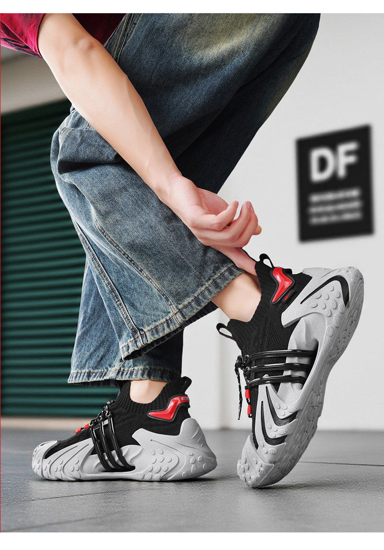 Men's Breathable Mesh Dad Sneakers Height Increasing Running Shoes_voghion.com