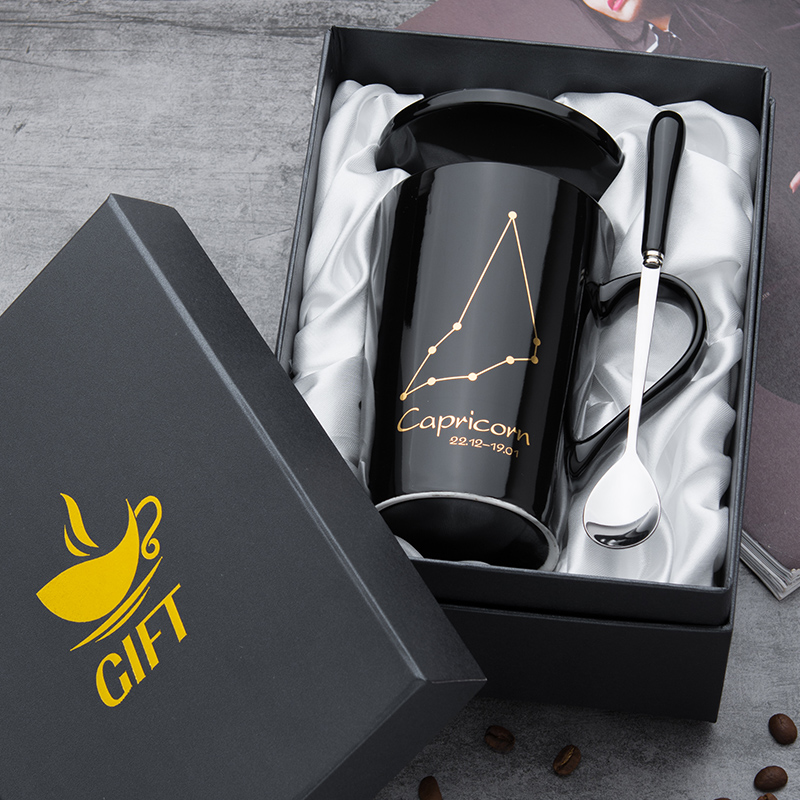 Ceramic keller creative trend ultimately responds cup gift with cover teaspoons of men 's and women' s household move coffee milk tea cups