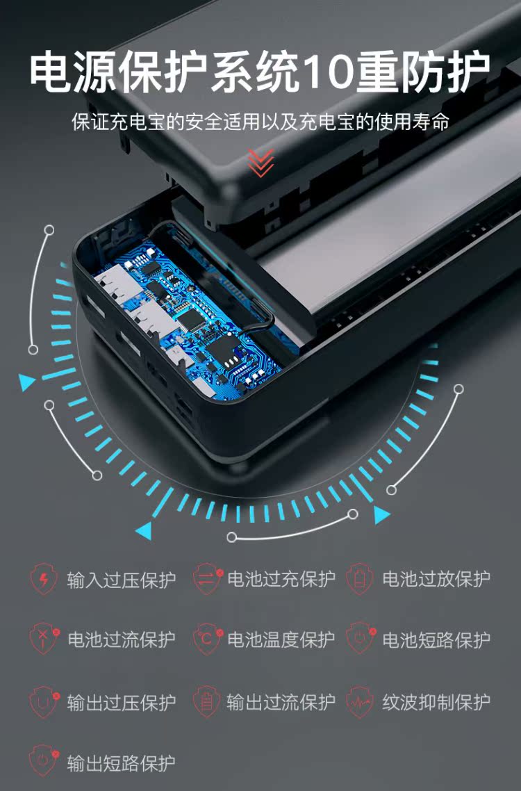 Yu Bo sạc kho báu 30.000 mA chính hãng hai chiều nhanh chóng sạc điện thoại phổ thông PD 30000 với máy bay công suất lớn trên hiển thị có thể điện thoại di động - Ngân hàng điện thoại di động pin sạc