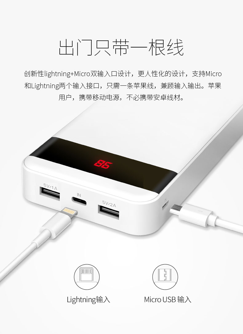 Yu Bo sạc kho báu 20000m mA OPPO khả năng hiển thị kỹ thuật số lớn 20000 điện thoại của Apple phổ biến điện thoại di động Po OPPO Huawei điện sạc nhanh viov âm thanh siêu di động cô gái thông minh lắc - Ngân hàng điện thoại di động sạc dự phòng ava 7500