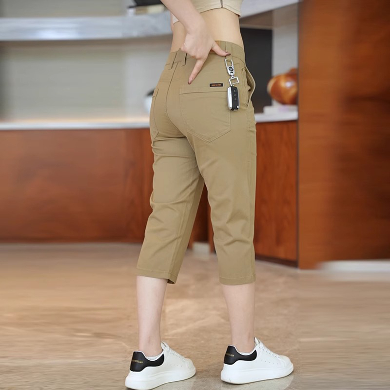 Joks Priit Men's Pure Cotton Three-Quarter Shorts, Summer Thin Straight-Leg Slim Fit Breathable Casual Mid-Length Pants for Men