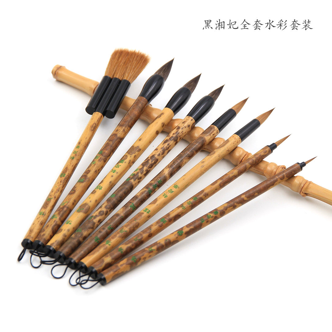 Qiu Hong Ji Boutique Watercolor Brush Set Natural Black Xiang Feifei Bamboo Wolf Squirrel Brush Combined Month Series