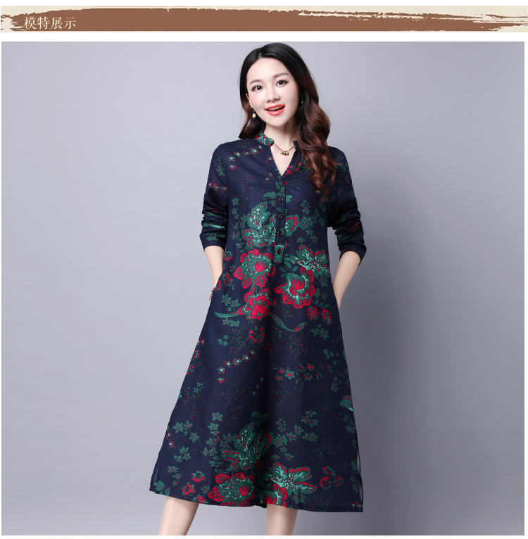Robe femme LANG LANG VêTEMENTS en Coton et lin - Ref 3327931 Image 13