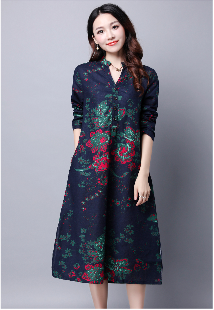 Robe femme LANG LANG VêTEMENTS en Coton et lin - Ref 3327931 Image 17